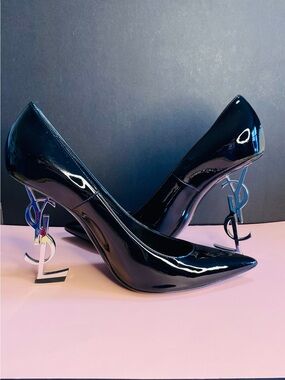 Saint Laurent “Opyum” Black Heels in Patent Leather w Cert of authenticity